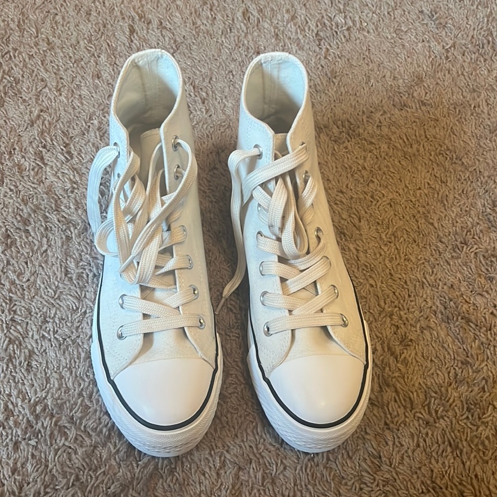 High top off white sneaker